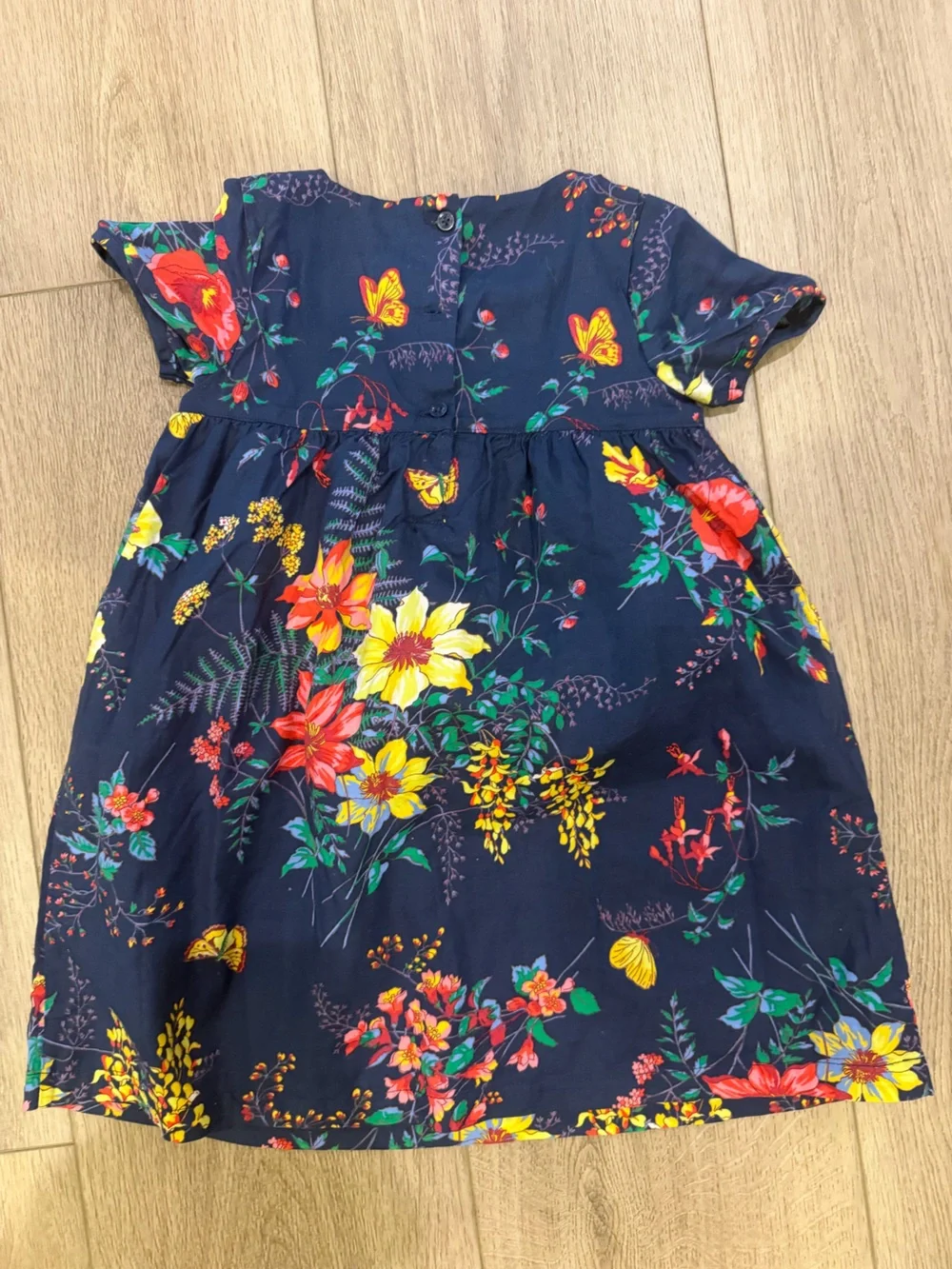 GAP Navy Floral Short Sleeve Dress with Bright Blooms